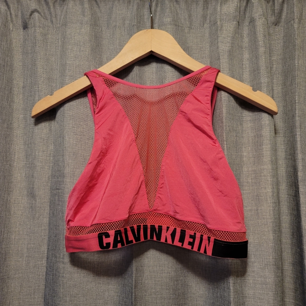 Pink Calvin Klein sports bra